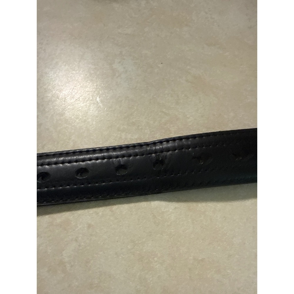 Dickies Mens Leather Belt Black Stitched Silver Buckle Logo XL 42-44 - Picture 4 of 5